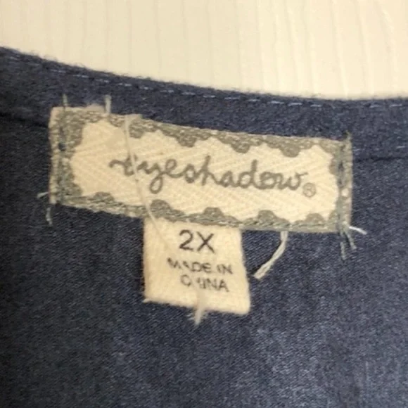 𝅺EYESHADOW - Midnight Blue Chevron Cut-Out Design Faux-Suede Top - Size 2X - Picture 4 of 5